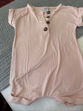 Lou Lou & Company Light Pink Henley Tee with Button Placket